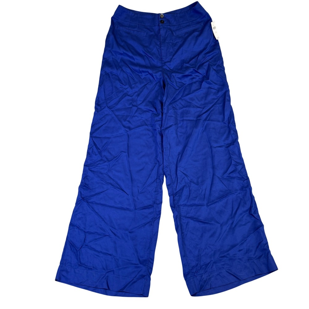 NWT Maeve Anthropologie Blue Wide Leg Trousers High Rise Pants 14T